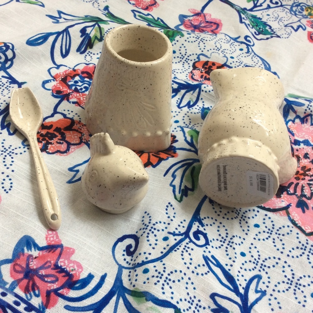 Anthropologie Speckled Wings Creamer and Sugar Pot - Picture 5 of 6